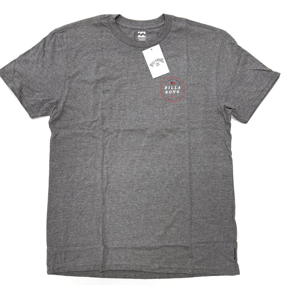 Billabong T-Shirt Mens Medium Gray USA Flag Surf Short Sleeve Graphic Tee NWT